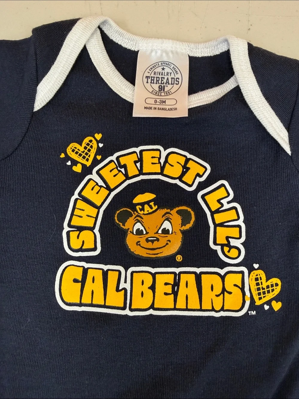 Rivalry Threads Sweetest Lil' Cal Bears Navy One-Piece Bodysuit size 0-3 months